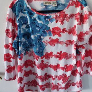 Floral, patriotic, blingy top